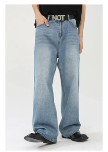 <strong>Mens</strong> Jeans Custom Denim Streetstyle Oversized Unisex ultra Biker Loose Baggy Jeans Pants <strong>Men</strong> Straight Blue Wide Leg Jeans - Product Image 6