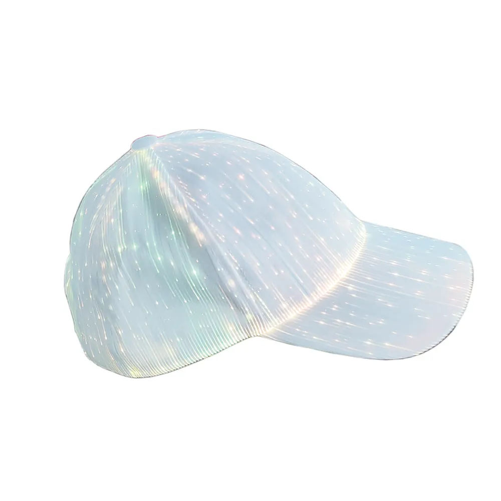 Topi bisbol LED menyala dapat diisi ulang uniseks, topi poliester bercahaya serat optik untuk Bar musik pesta Festival Natal