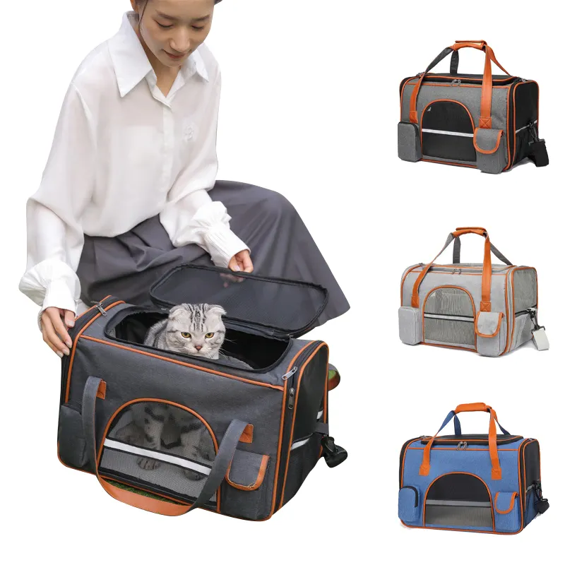 Custom made luxury portable carrying pet cat travel dog carrier bag