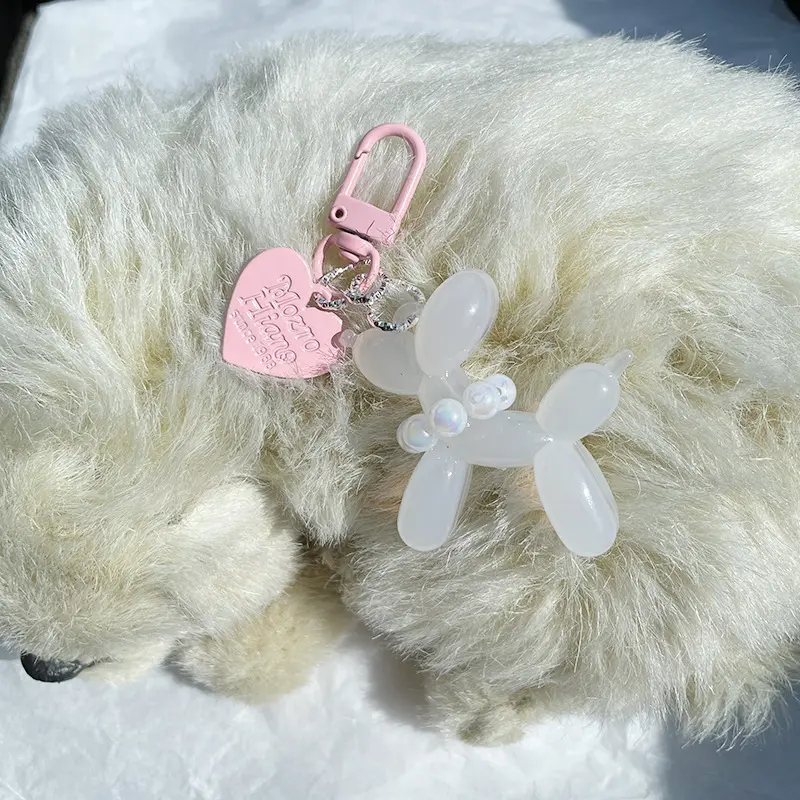 Fashion cute jelly laser balloon dog keychain pendant colorful cartoon dog mobile key chain