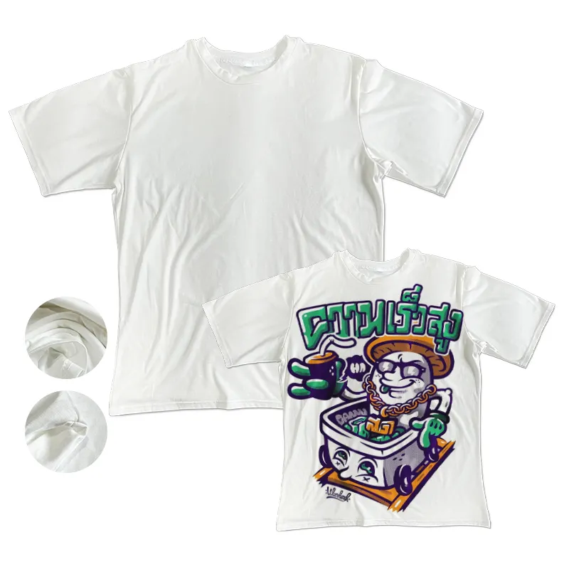 Chemises blanchies en vinyle de plusieurs tailles, chemises de sublimation vierges à l'encre infusable t-shirts vierges pour l'impression à chaud