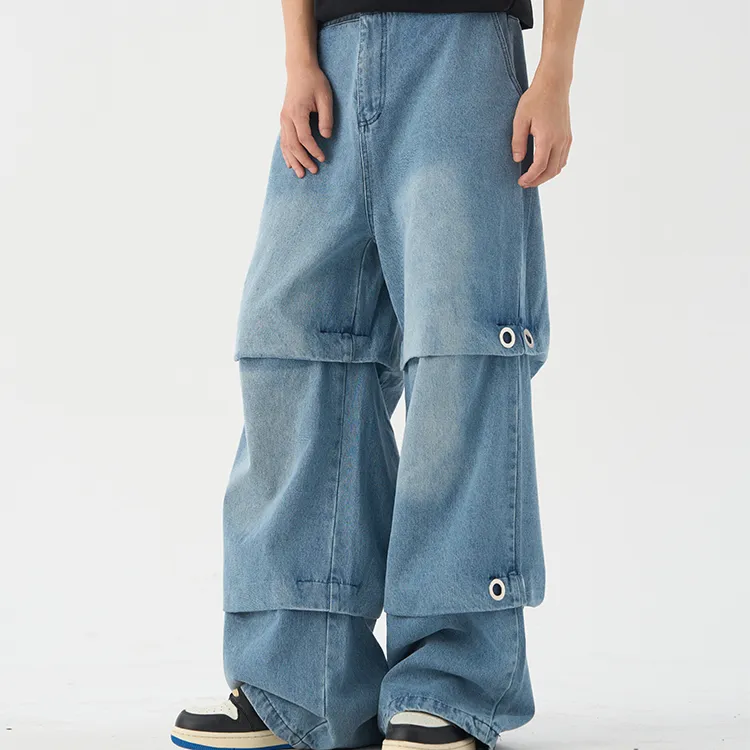 Özel baskı erkekler kot pantolon yüksek kaliteli pamuk açık yıkanmış baggy artı boyutu kot pantolon erkekler için