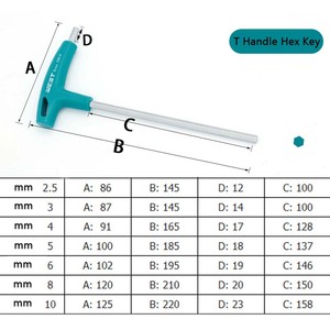 プラスチックハンドル2.5/3/4/5/6/8/10mmフラット六角エンドドライバークロム表面Tバードライバー六角キー - Product Image 6