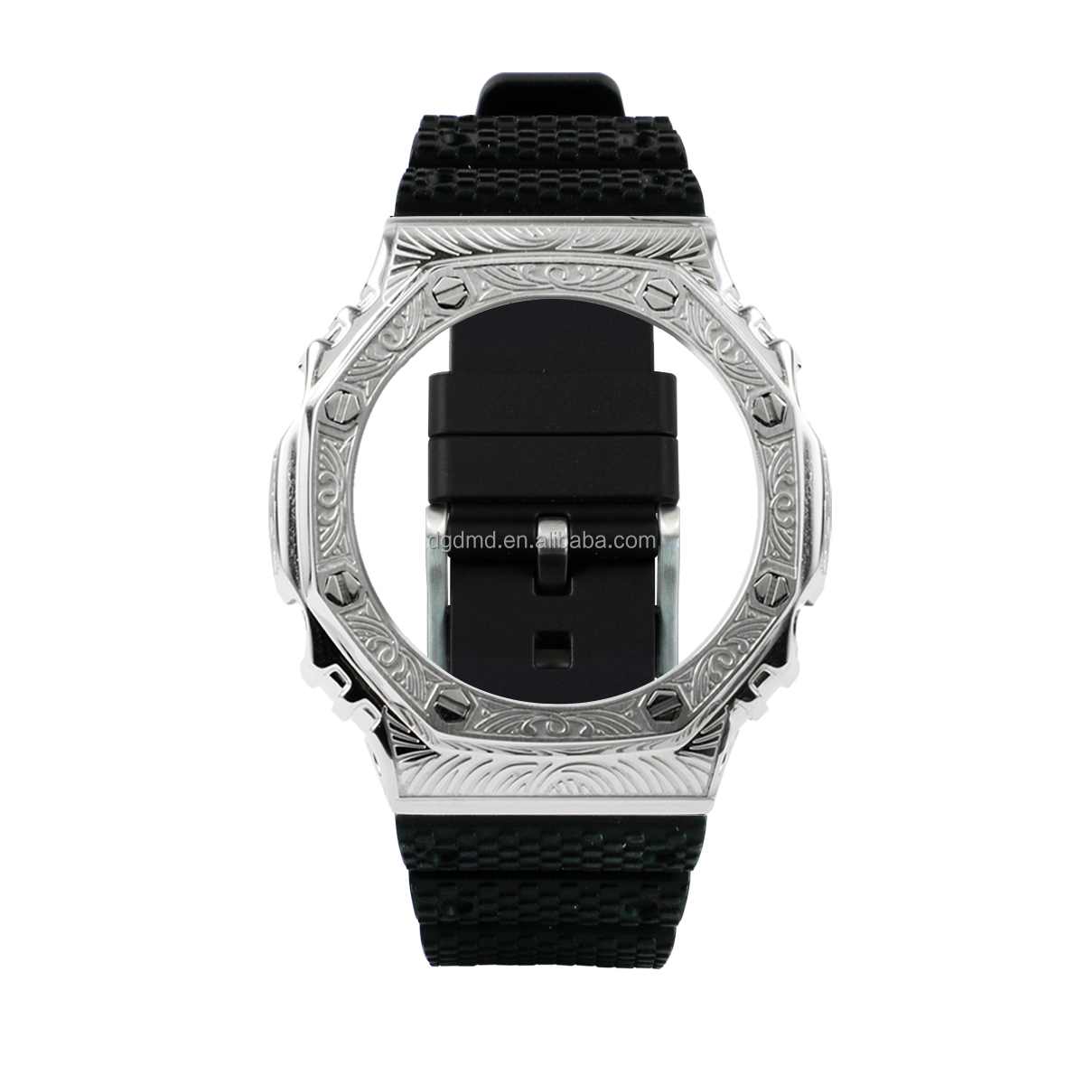 Silver Engraved case+fkm strap