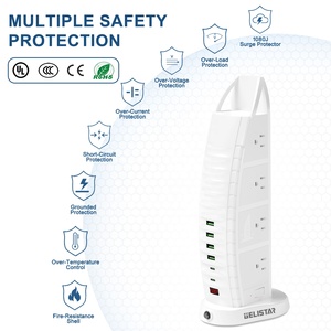 <strong>American</strong> Surge Protector <strong>Power</strong> Strip US Standard Desktop Extension <strong>Socket</strong> 8AC Outlet 4 <strong>USB</strong> a 2TypeC With Switch - Product Image 6