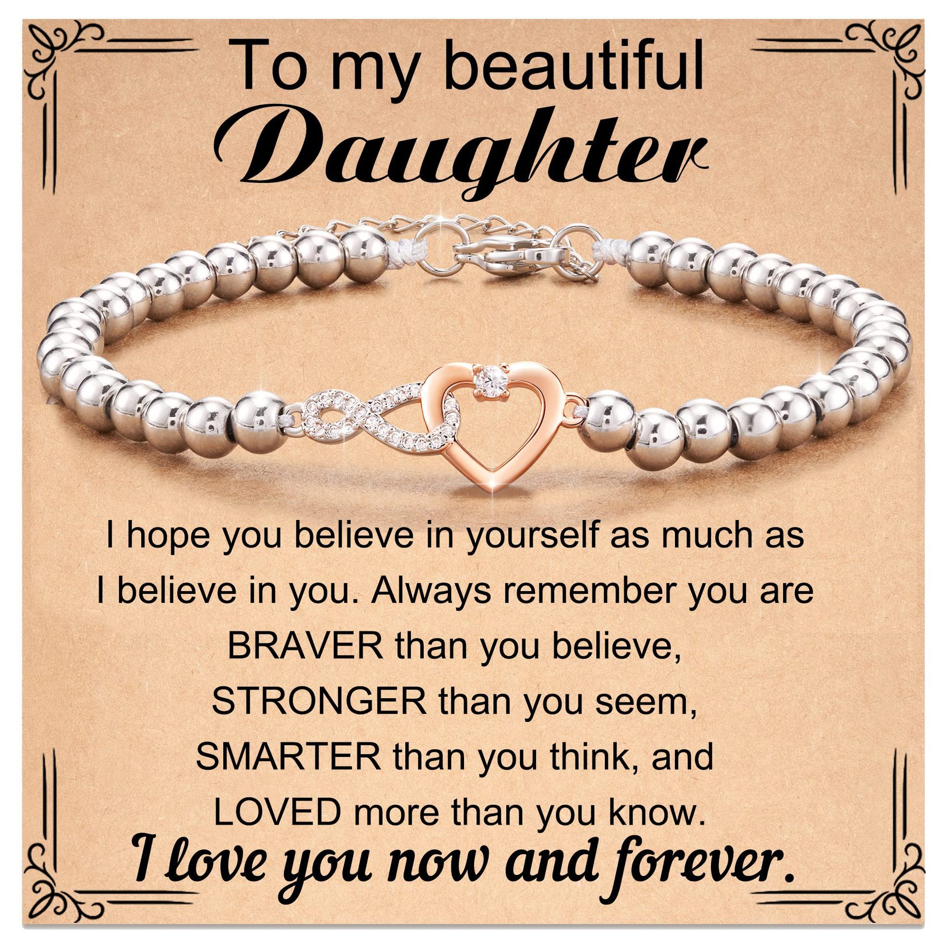 Bracciale con diamanti a cuore infinito - Carta per la figlia