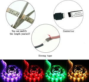 5V RGB <strong>1M</strong> 2M 3M 4M Color Changing 5050 Waterproof <strong>Led</strong> Strip Light Battery Powered with Remote Control - Product Image 3