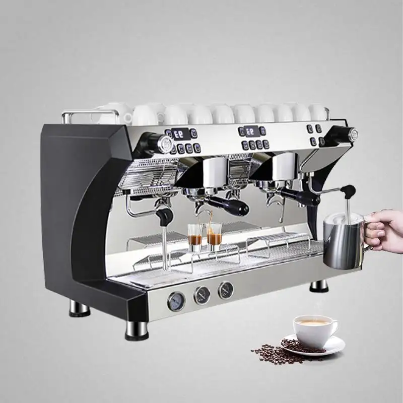 Máquina de café expresso semi-eletrônica comercial, máquina dupla de alta pressão 9 barras