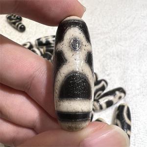 卸売40mmブラックカラーチベット古代神の富古いビーズアンティークチベット瑪瑙ビーズブレスレット作り用