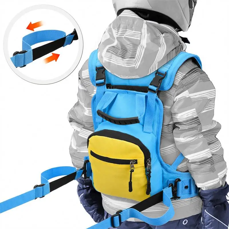 Arnês de treinamento de esqui e snowboard para crianças, mochila com alças para scooter e snowboard, bolsa e estojo com uso especial