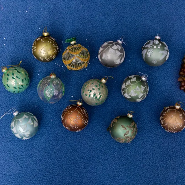 Ornements de boule de verre de luxe de la Chine pour la décoration d'arbre de Noël Jouets en verre suspendus de Noël