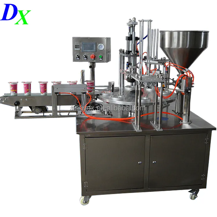 Rotary cup discal sugar honey juice yogurt fully Automatic capping filling and sealing machine