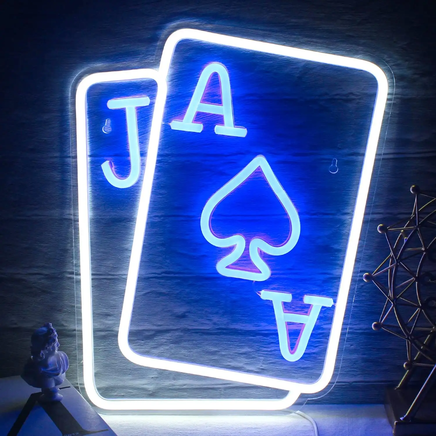 Weicao Cartes à jouer Poker Enseigne au néon Dimmable USB 5V Led Neon Light Sign pour chambre à coucher Casino Bar Hôtel