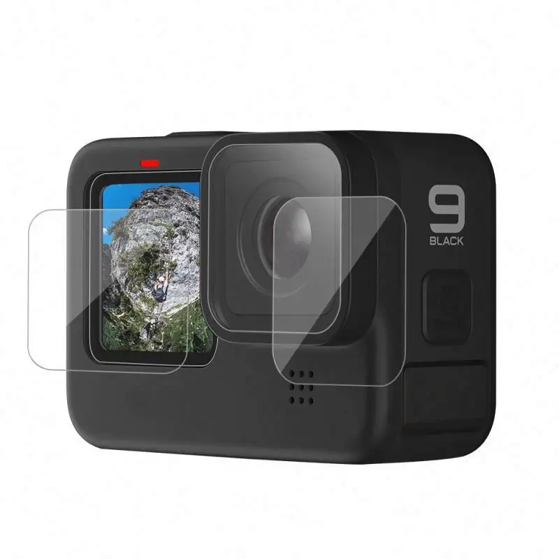 Protecteur d'écran Go Pro hero 9, Film de Protection arrière/avant en verre trempé pour Gopros hero 9 noir