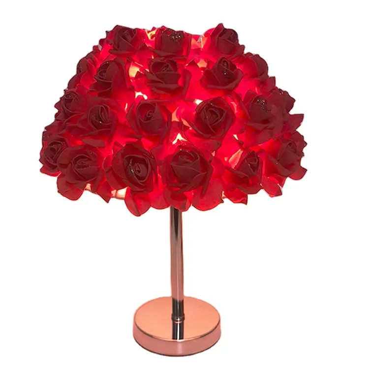 लैंप एलईडी लाइट टेबल नाइट लाइट रोमांटिक धातु गुलाब फूल आधुनिक डेस्क प्रकाश अध्ययन काम बिस्तर के किनारे टेबल लैंप