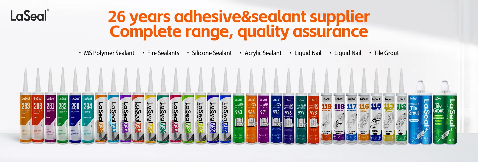 LaSeal Fabricante más 20 Años OEM ODM neutral Alta elasticidad Silicona modificada resistencia a la intemperie superior MS Polímero Sellador