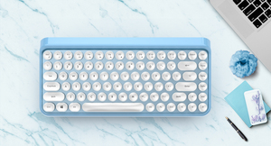 2.4GHz <strong>Wireless</strong> <strong>Keyboard</strong> Typewriter <strong>Keyboard</strong> with 86 Colorful Round Key Office Computer Retro <strong>Keyboard</strong> - Product Image 2