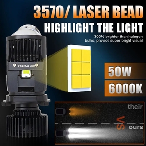 แสงสว่างมากแบบ Bi-LED ไฟหน้ารถ H4พร้อมเครื่องฉายแสงเลเซอร์คู่แรงดันไฟฟ้า12V - Product Image 3