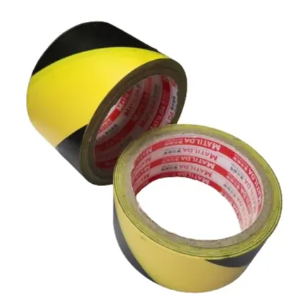 カスタムサイズスタイルフロアマーキングPvc黄色と黒の反射性粘着警告テープ