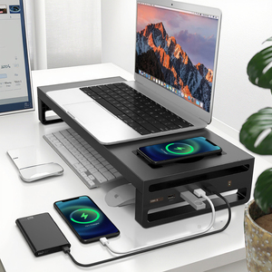 PC Screen Stand <strong>Computer</strong> <strong>Monitor</strong> Riser with Extended USB Port Wireless Charging <strong>Function</strong> for Home Office and Keyboard Storage - Product Image 6