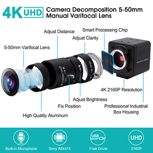 ELP 4K 3840*2160 Webcam IMX415 CS Mount Varifocus Lens Mini PC USB Computer Camera per Windows Android Mac Linux Raspberry Pi - Product Image 2