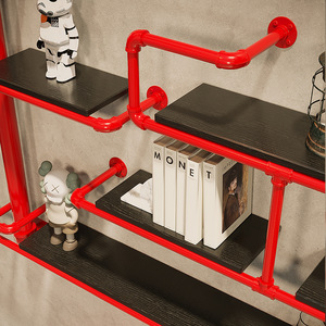 Phong Cách Công Nghiệp Rắn Gỗ Kệ Sách Ống Nước Điểm Nhấn Sắt Tường Treo Giá Thanh Nhà Hàng Cắt Tóc Cửa Hàng Trang Trí Làm Kim Loại - Product Image 3