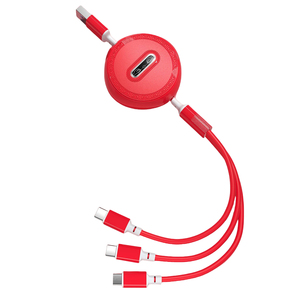 OEM ODM 3 in 1テレスコピックワイヤー1M 10W TPE ABSラウンド格納式充電コードC/L/マイクロUSBポート充電ケーブル付き - Product Image 2