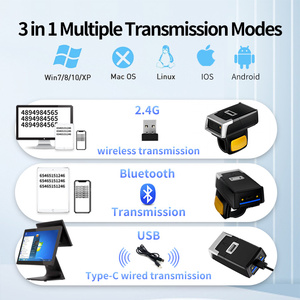 JINGXIN QRコードリーダー充電式リチウム電池付きフィンガーウェアラブルバーコードスキャナー、ワイヤレスQRコードスキャナー販売 - Product Image 4