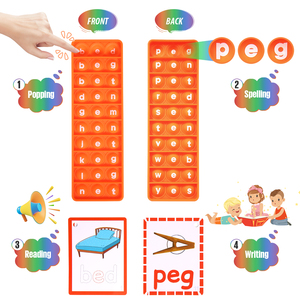 Giochi di parole Pop CVC, fonetica gioco di lettura scrittura cancellabile schede Flash Pop Fidget giocattoli, impara a leggere le risorse didattiche - Product Image 4