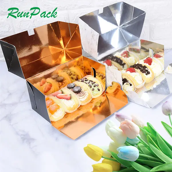 Contenitore per pasticceria in carta con rivestimento in alluminio personalizza la confezione per dolci all'ingrosso di design