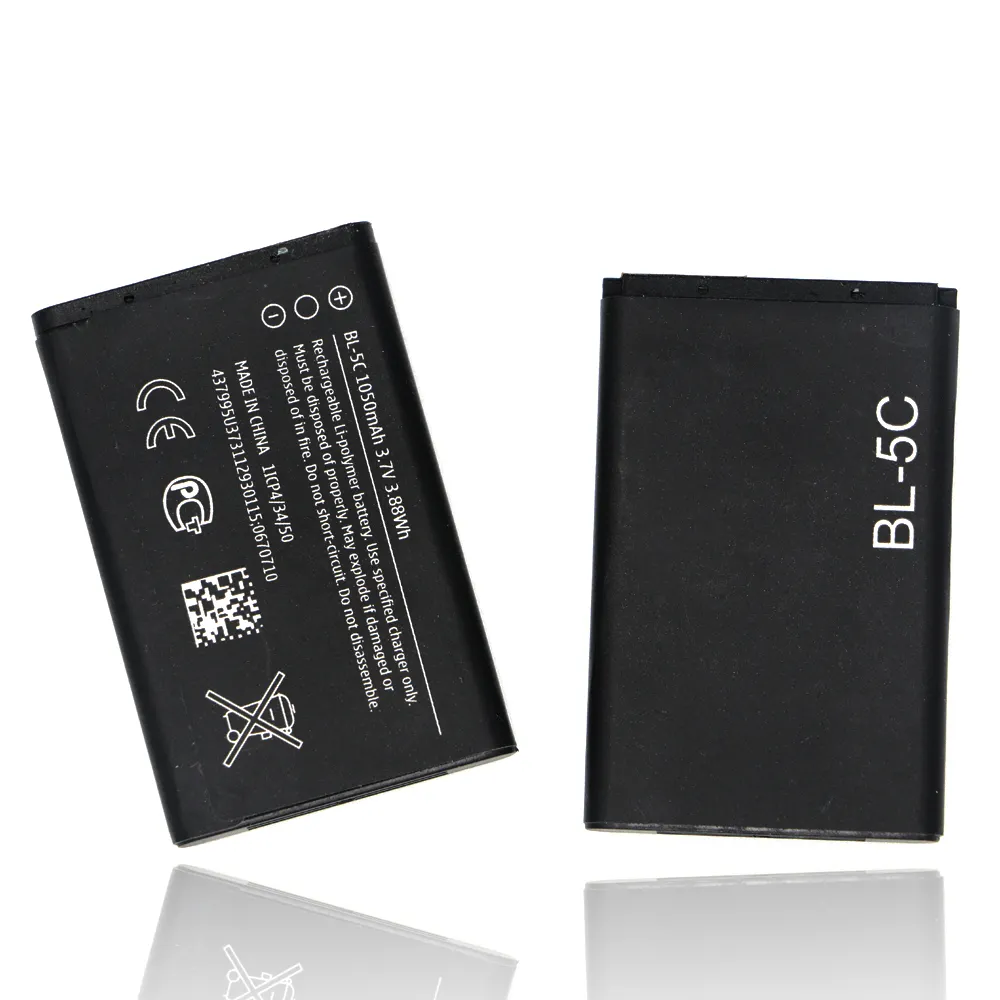 नोकिया के लिए 1020mah सेल फोन की बैटरी 3.7v Bl-5c बीएल 5c 1200 1208 1600 1650 105 106 E60 N70 n9 बैटरी
