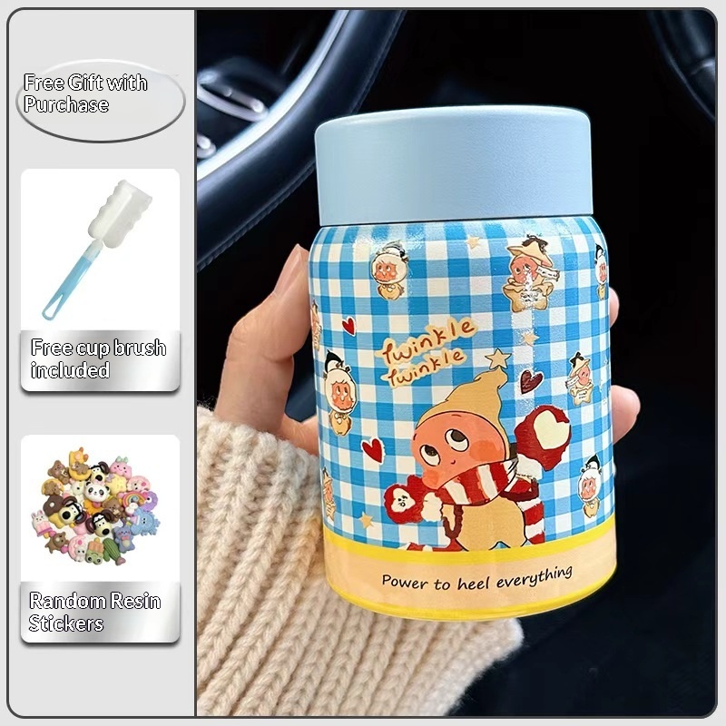 Blue plaid star shaped cup brush+3D sticker