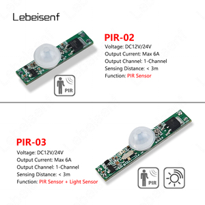 PCB内蔵LEDPIRレーダーヒューマンモーションライトセンサースイッチ6A1チャンネルDV12V24V最大単色LEDライトストリップランプ用