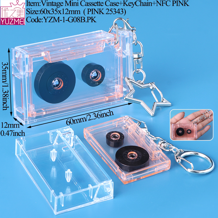 G08B Mini Cassette Case Pink With NFC