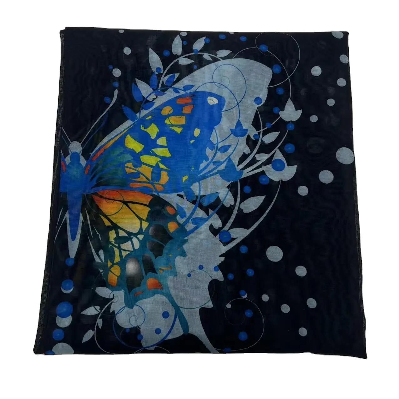 Ultima moda stampa digitale personalizzata tessuto decorazione a farfalla tessuto 100% poliestere 110 gsm glitter Organza