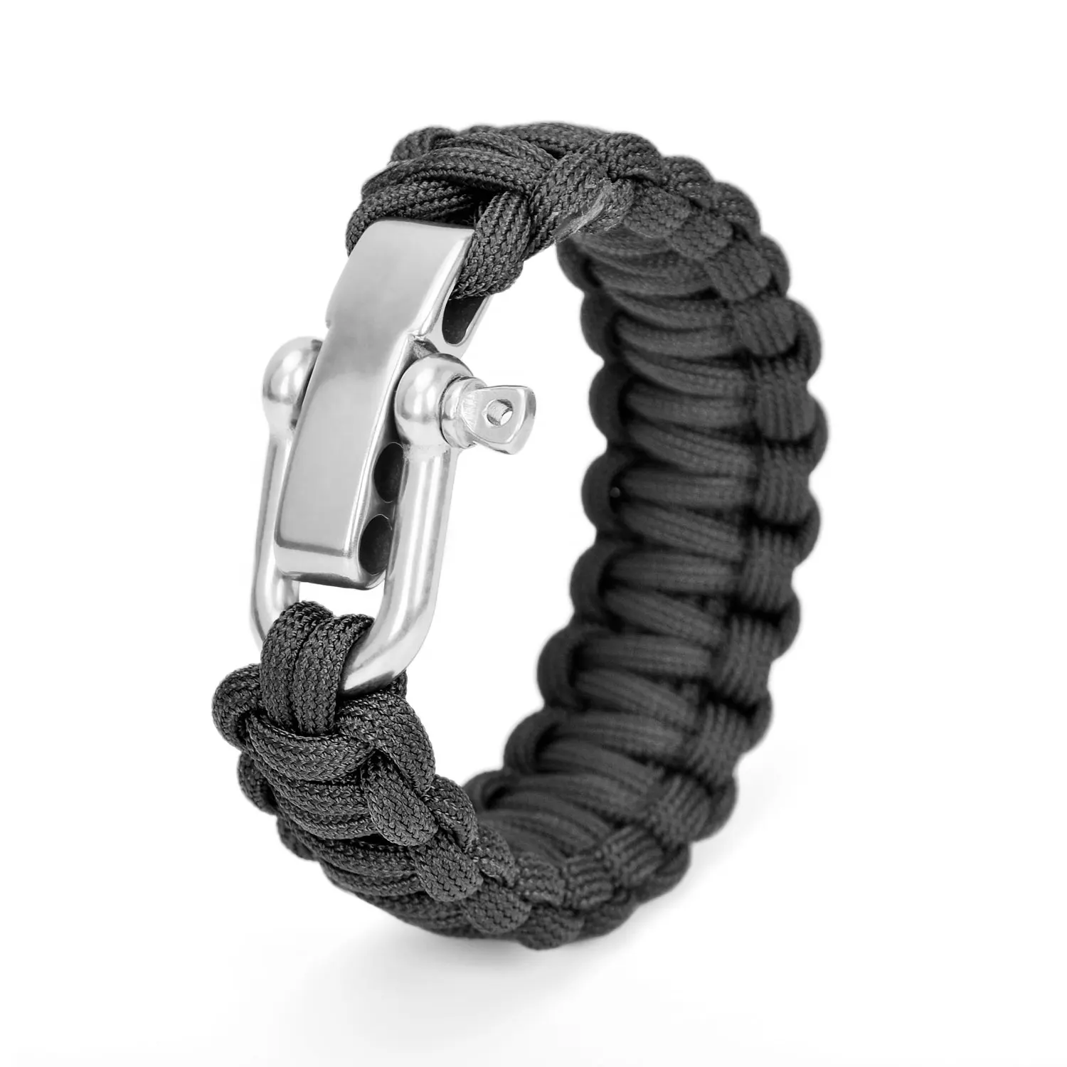 Bracciale in Nylon 550 Paracord Survival con grillo a forma di U in acciaio inossidabile