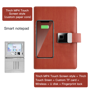 Diario de desbloqueo de huellas dactilares OEM personalizado, pantalla LCD MP4 de 7 pulgadas, cuaderno inteligente de cuero, cuaderno inteligente con Powerbank - Product Image 6