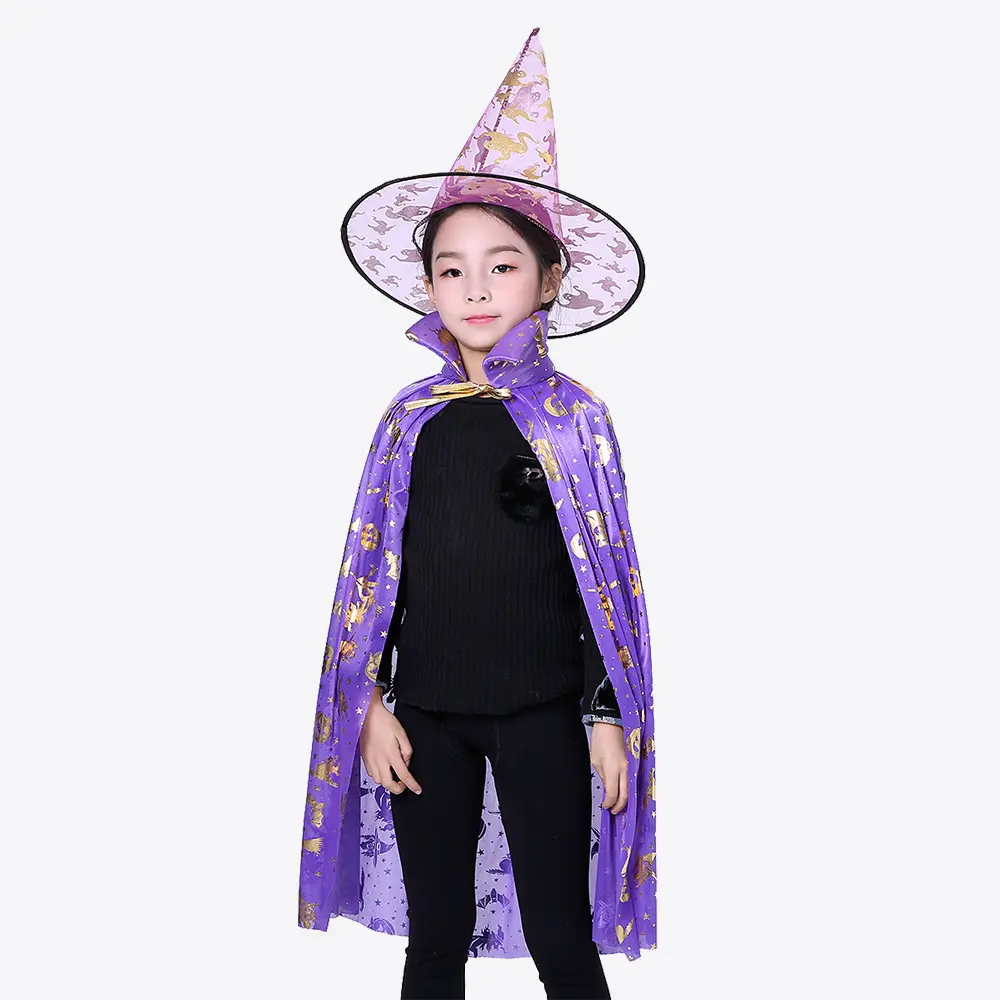 Moda Niños Halloween Noche Fiesta Brujas Capa Con Sombrero