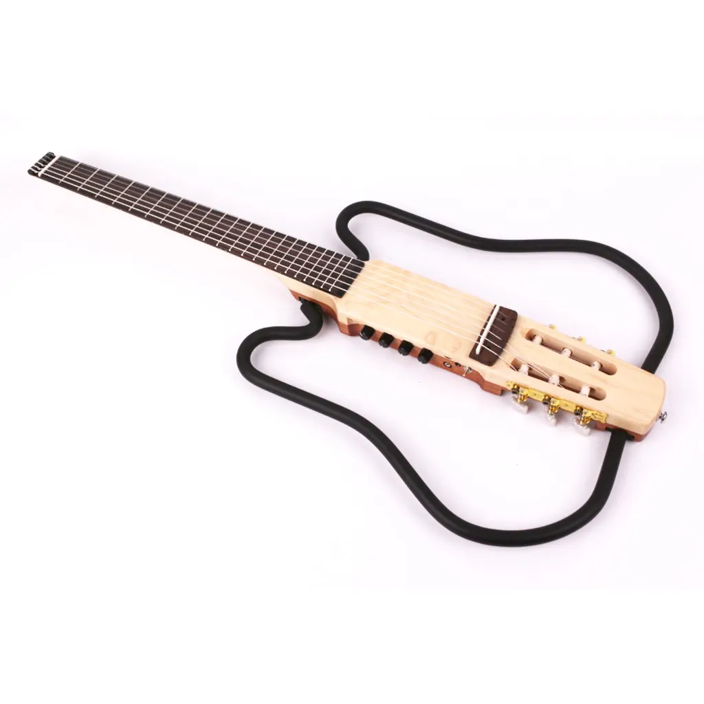 Cuerda de nailon silenciosa sin cabeza para guitarra clásica, instrumento plegable y portátil con efecto incorporado para viajes