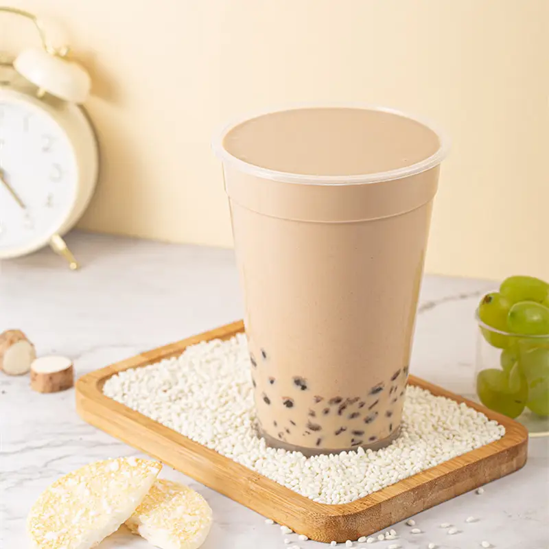 중국 공장 사용자 정의 인쇄 로고 거품 차 컵 500ml 또는 700ml 커피 주스 밀크 쉐이크 하드 플라스틱 컵