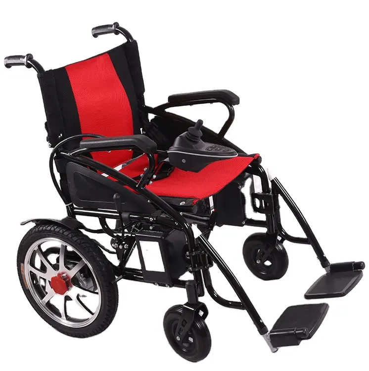 Silla de ruedas eléctrica plegable de aluminio para adultos y ancianos, reclinable, ligera
