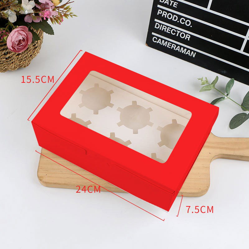 Cupcake box (red, 6 pcs) with tray