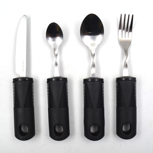 Elderly Adaptive Utensils 4 Piece Kitchen Set Wide Non Weighted Non-Slip Handles for Hand Tremors Arthritis <strong>Parkinson</strong> - Product Image 2