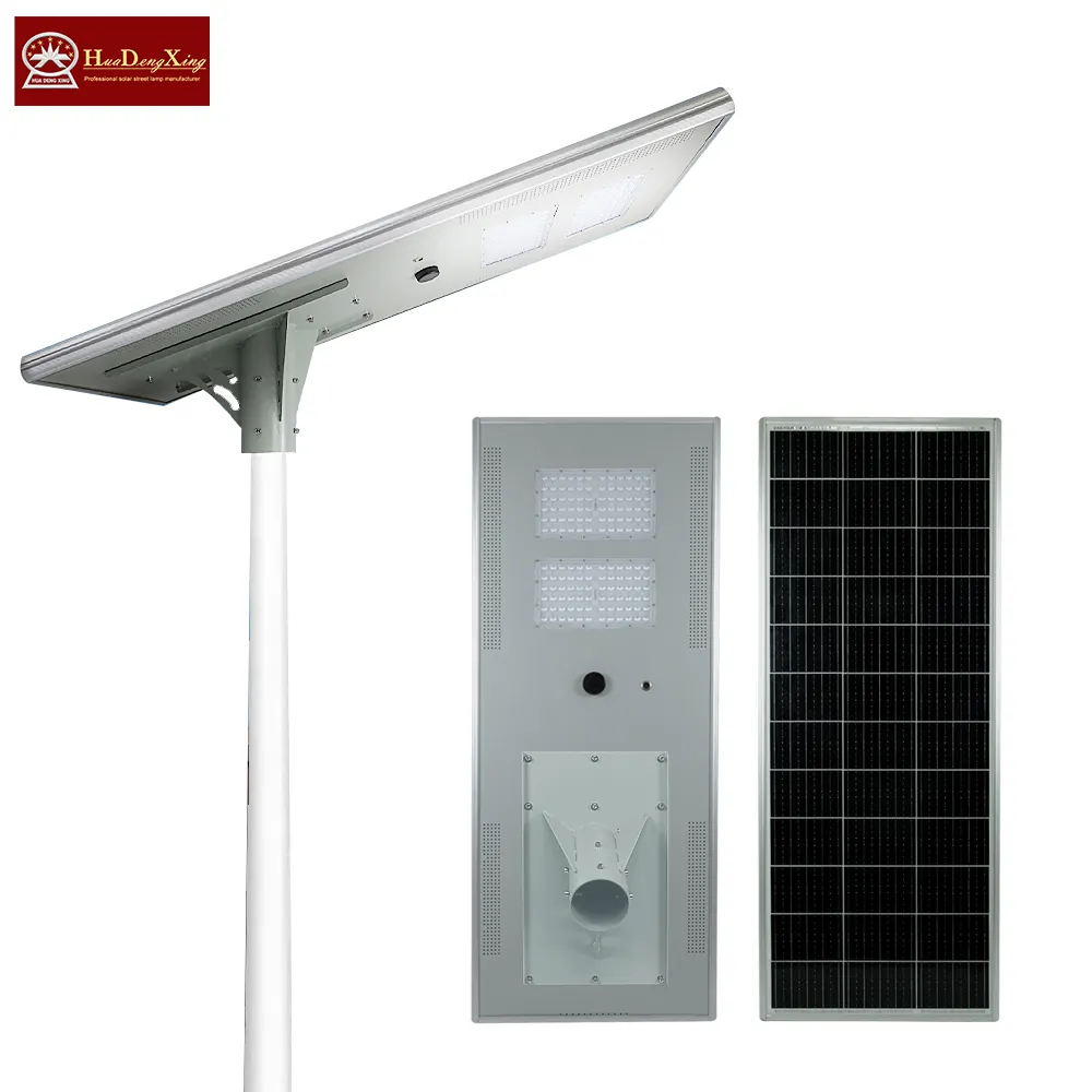 Nouveau lampadaire solaire LED tout-en-un intégré 100W étanche à l'extérieur avec boîtier en aluminium Ip65 pour télécommande de jardin