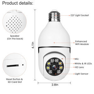 Qearim便宜的室内知识产权天花板灯泡360度安全摄像头彩色夜视2.4ghz E27无线灯泡摄像头 - Product Image 2