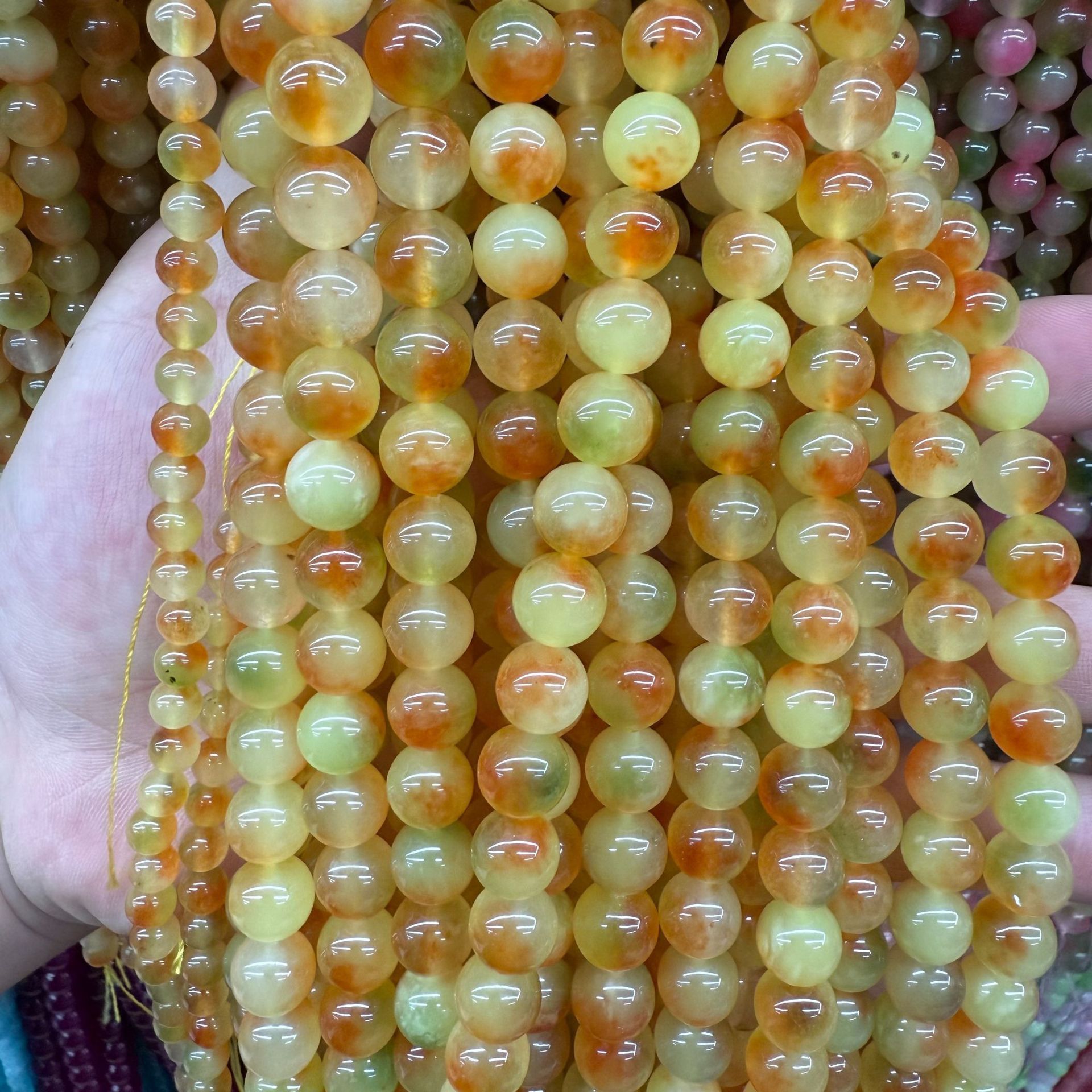 7a piedra natural calcedonia moteada amarillo-naranja-verde
