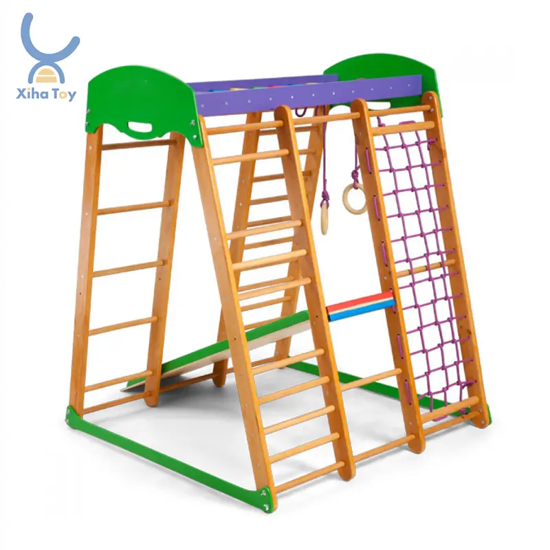 XIHA-Marco de escalada de madera para niños, plegable, Montessori, escalada, triángulo y rampa con escalera, patio infantil