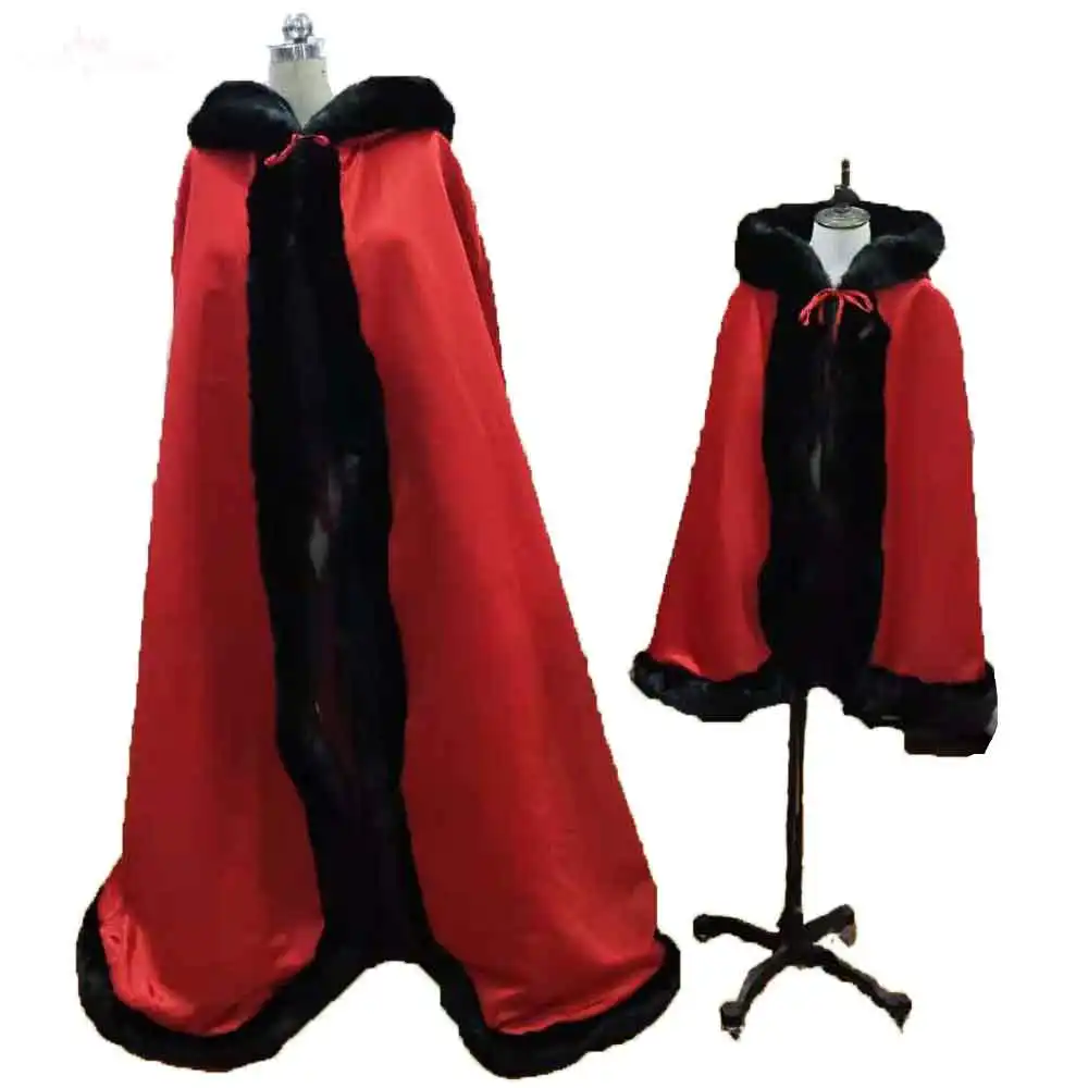 RSJ127 — accessoires de mariage en fausse fourrure, veste rouge blanc, manteau Long, chapeau, Cape, noël, hiver