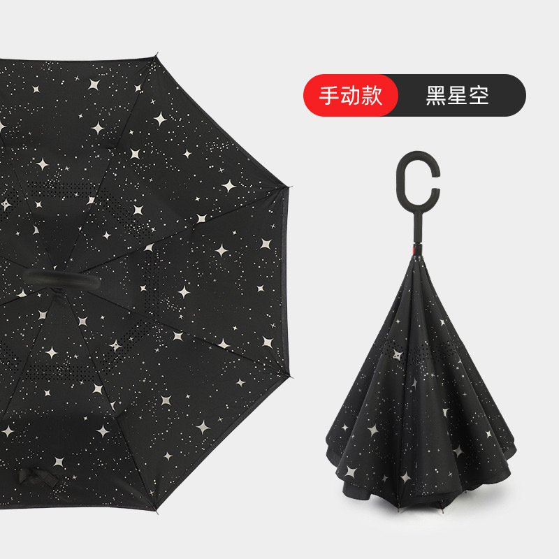 Black starry sky double-layered thickened reinforced canopy, sui