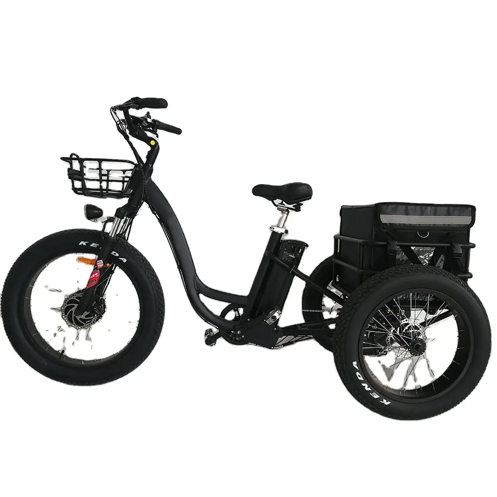 500 Вт оптовая продажа 3-х колесный Электрический трехколесный велосипед с толстыми покрышками грузовой Электрический трехколесный велосипед, способный преодолевать Броды для взрослых Электрический трехколесный мотоцикл для взрослых